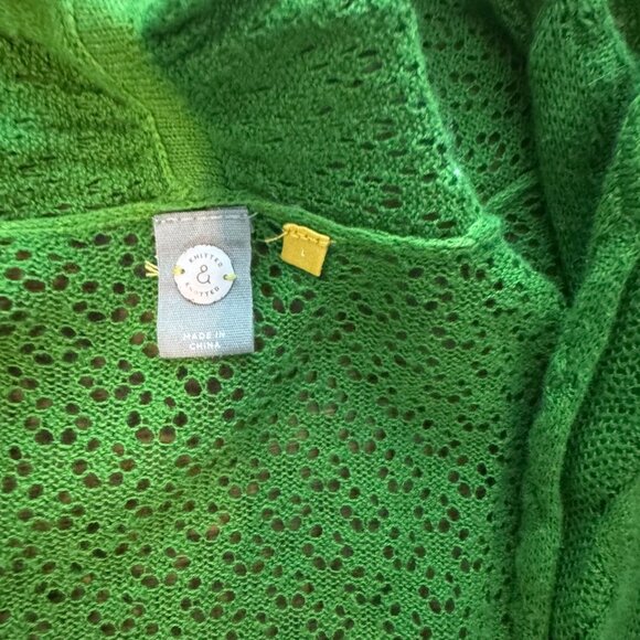Knitted & Knotted ANTHROPOLOGIE Linen cotton Cardigan sweater LARGE - Picture 3 of 5
